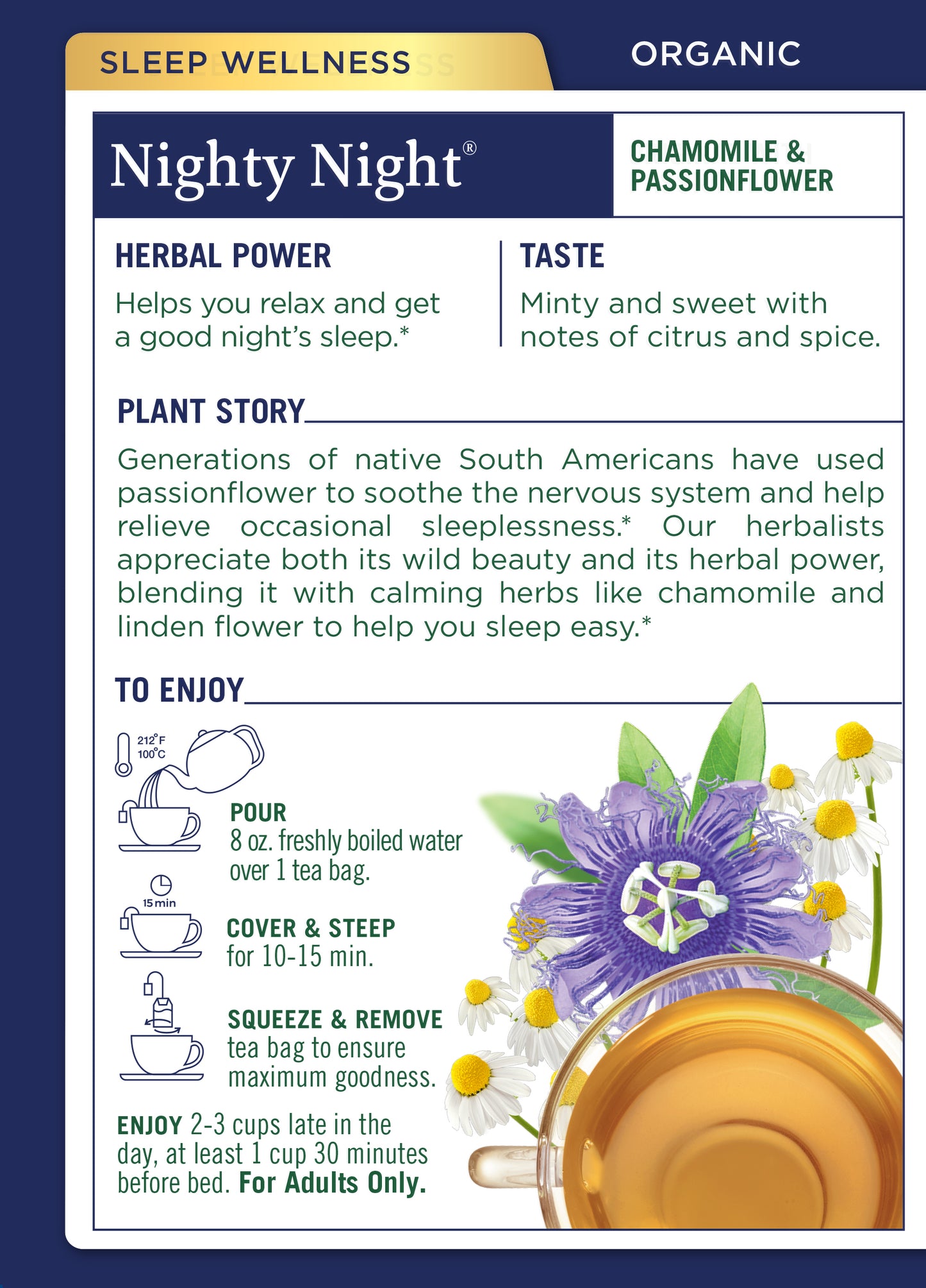 Nighty Night, Original with Passionflower Tea, Organic
