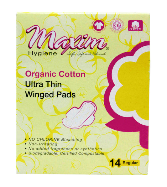 Cotton Ultra-Thin Winged Pads, Regular, Organic