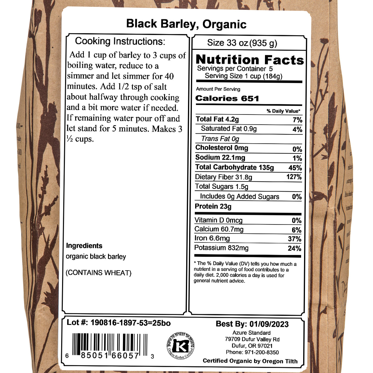 Black Barley, Organic