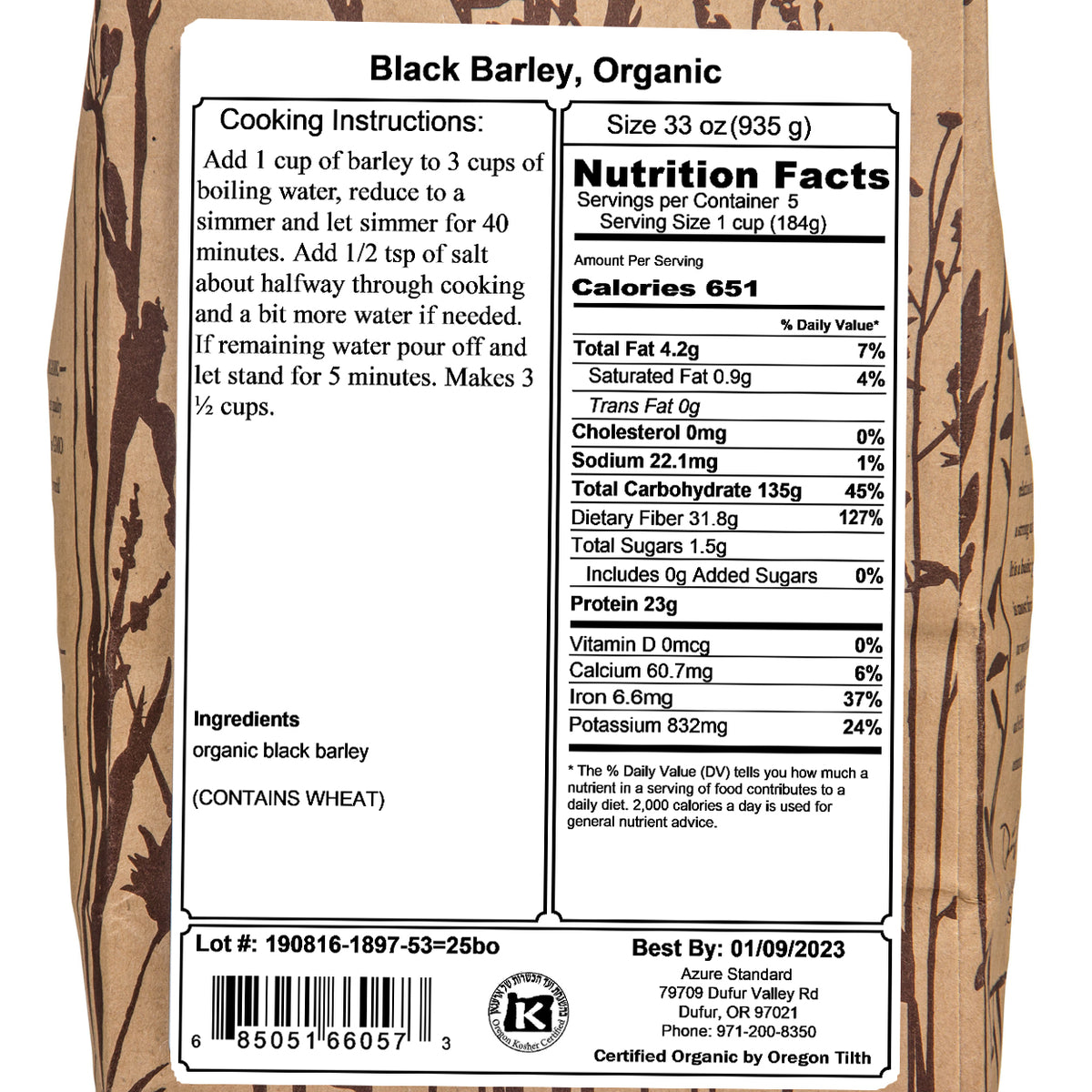 Black Barley, Organic