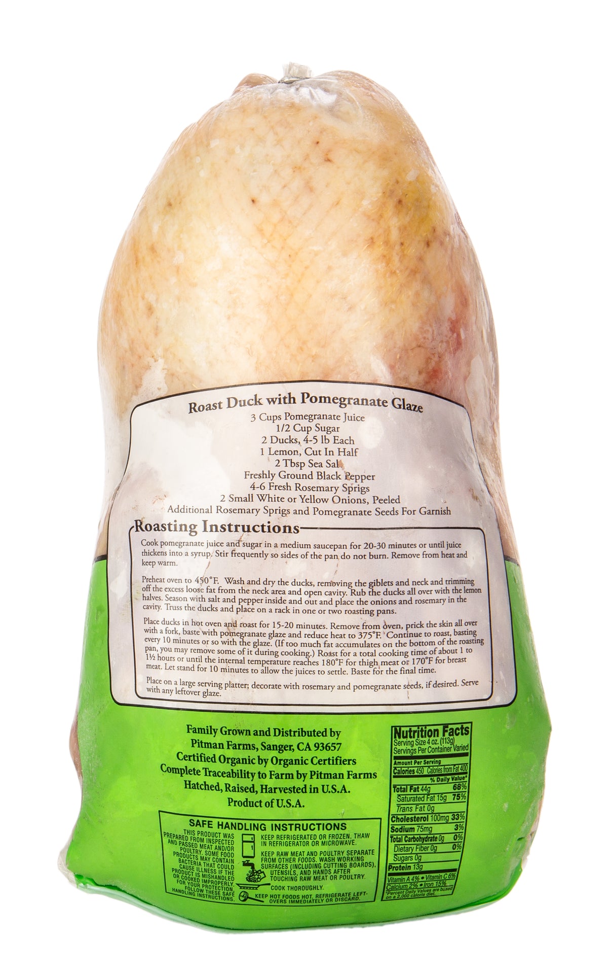 Duck, Whole, Organic, Frozen, Random Weight