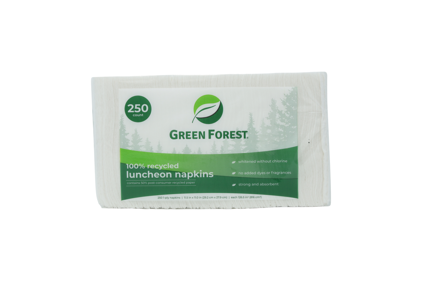 Luncheon Napkins, 1 ply, White, Recycled