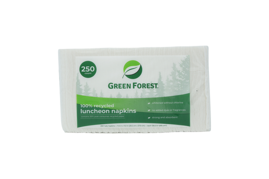 Luncheon Napkins, 1 ply, White, Recycled