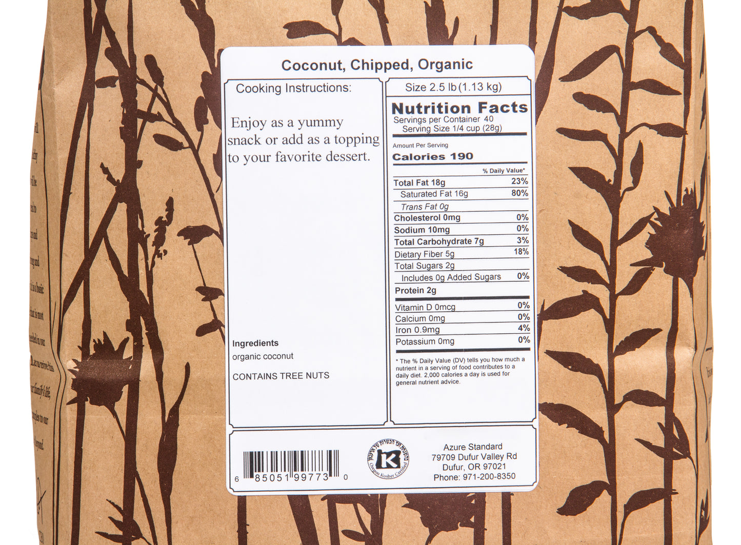 Coconut, Chipped, Organic