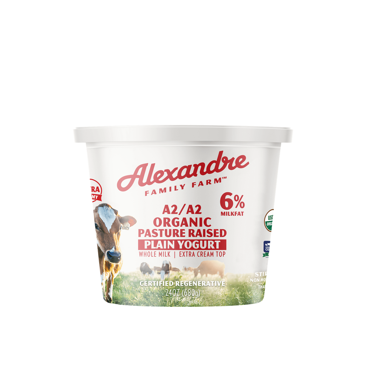 Yogurt, A2, Plain, Whole Milk, Extra Cream Top, Organic