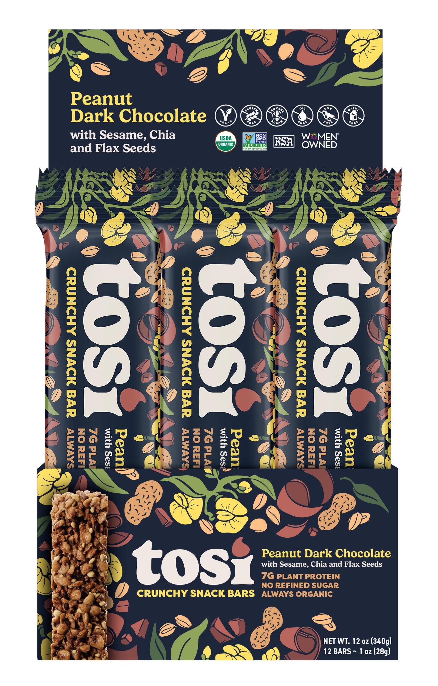 Crunchy Snack Bar, Peanut Dark Chocolate, Organic