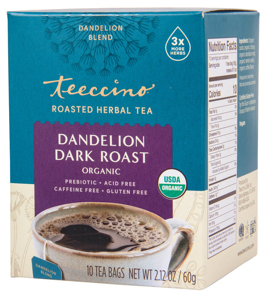 Dandelion Dark Roast, Roasted, Herbal Tea Bags, Organic