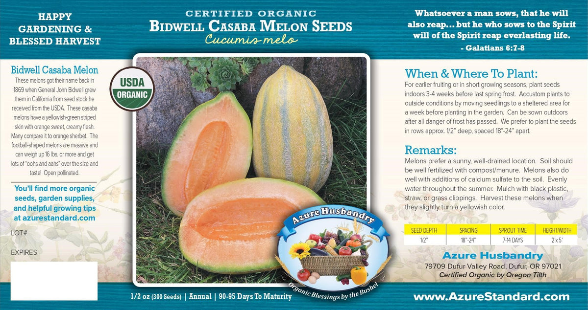 Bidwell Casaba Melon Seed, Organic