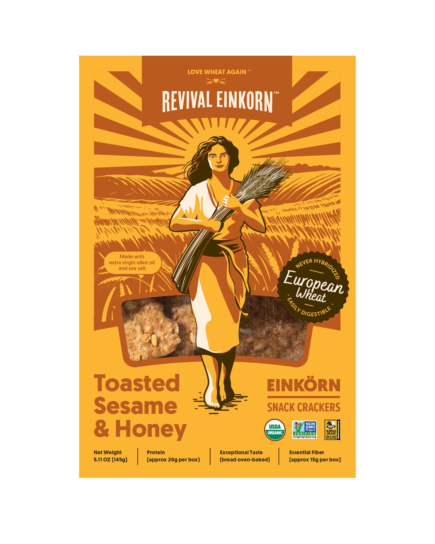 Einkorn Snack Crackers, Toasted Sesame & Honey, Organic