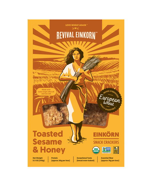 Einkorn Snack Crackers, Toasted Sesame & Honey, Organic
