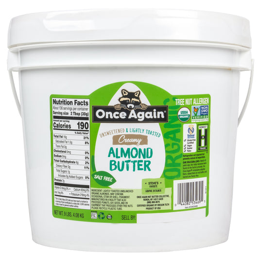 Almond Butter, Unsweetened & Lightly Toasted, Creamy, Salt Free, Organic