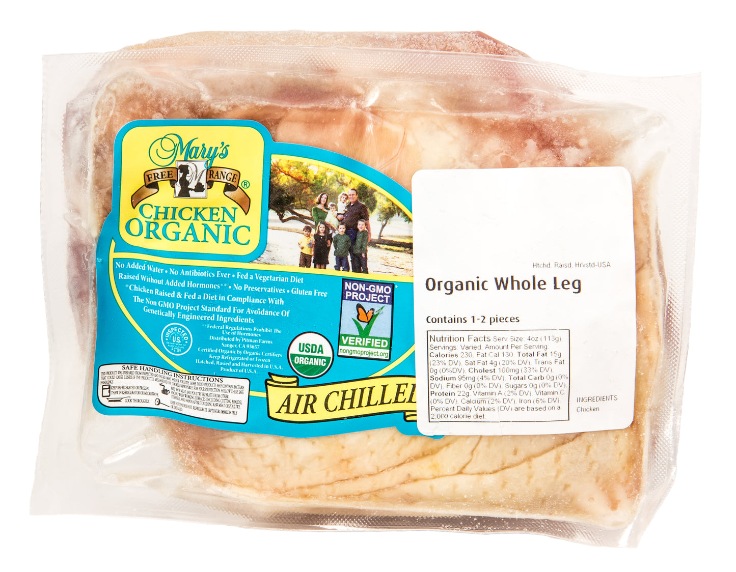 Chicken, Whole Leg, Organic, Frozen, Random Weight