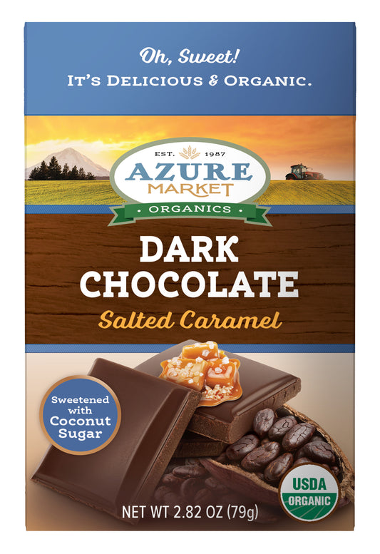 Dark Chocolate Bar Salted Caramel 55%, Sweetened With Coconut Sugar, Organic