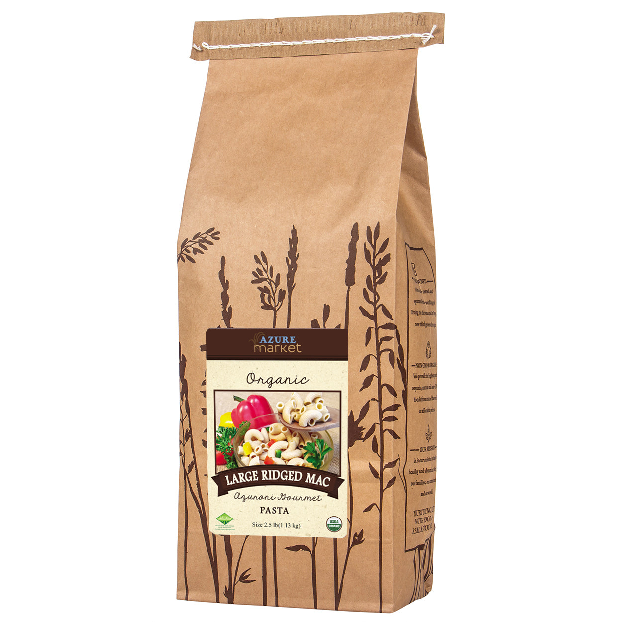 Large Ridged Mac Azuroni Gourmet Pasta, Organic