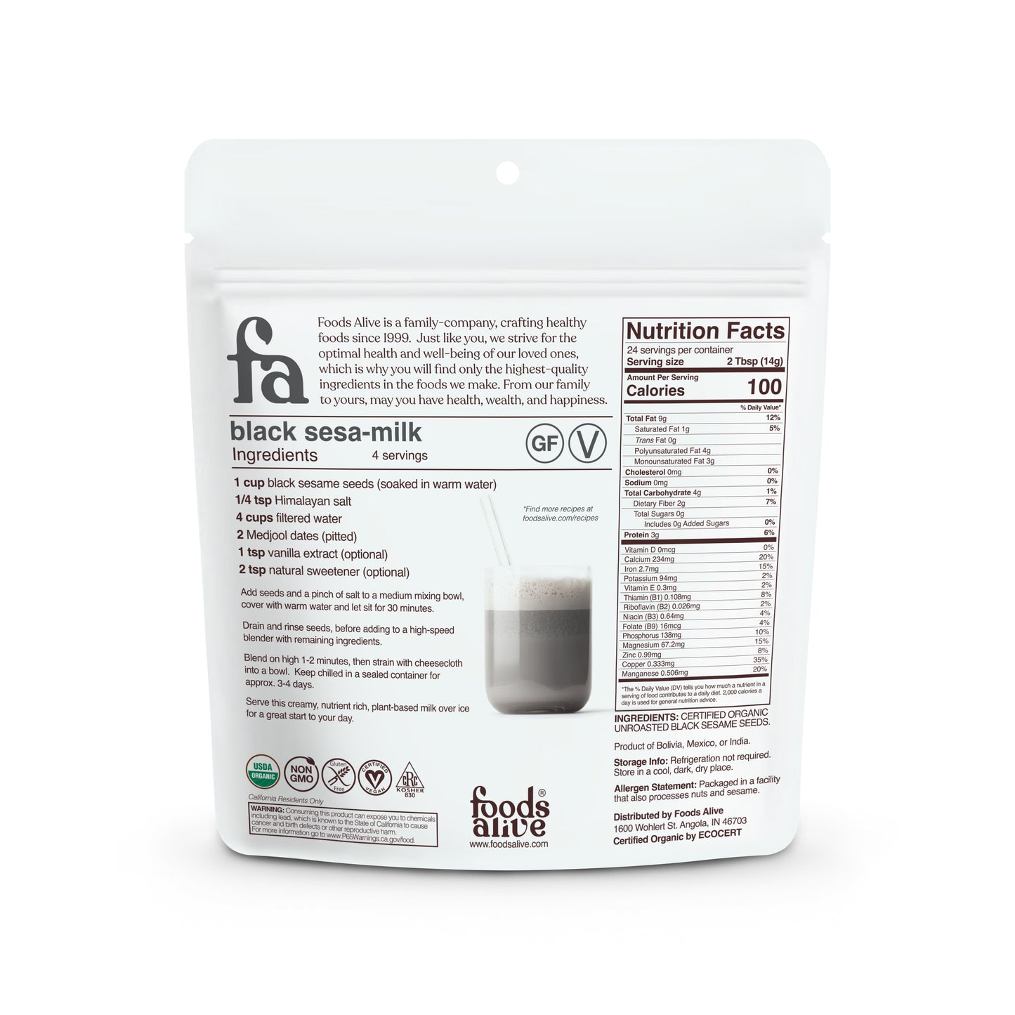 Black Sesame Seeds, Organic