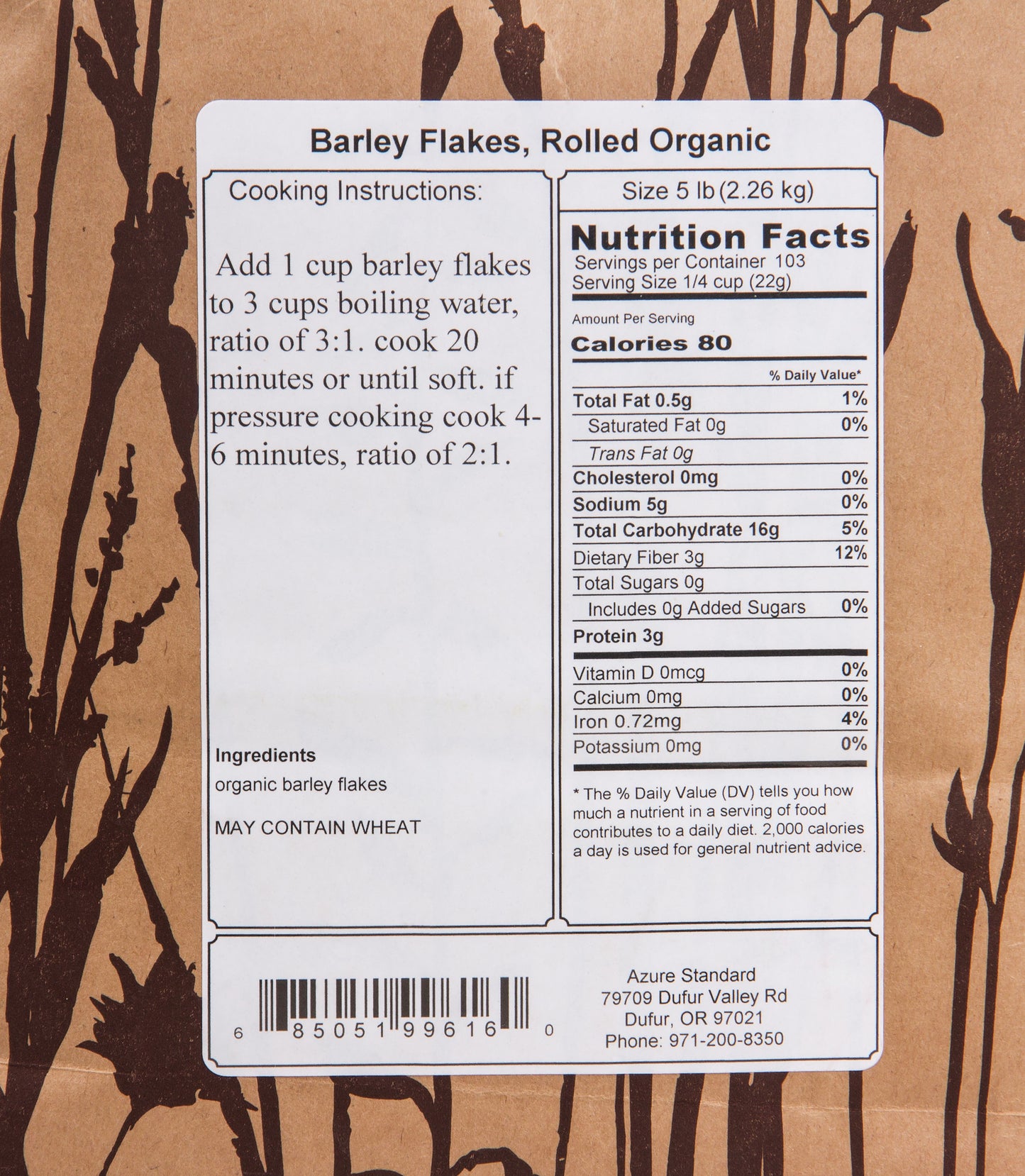 Barley Flakes, Rolled Organic
