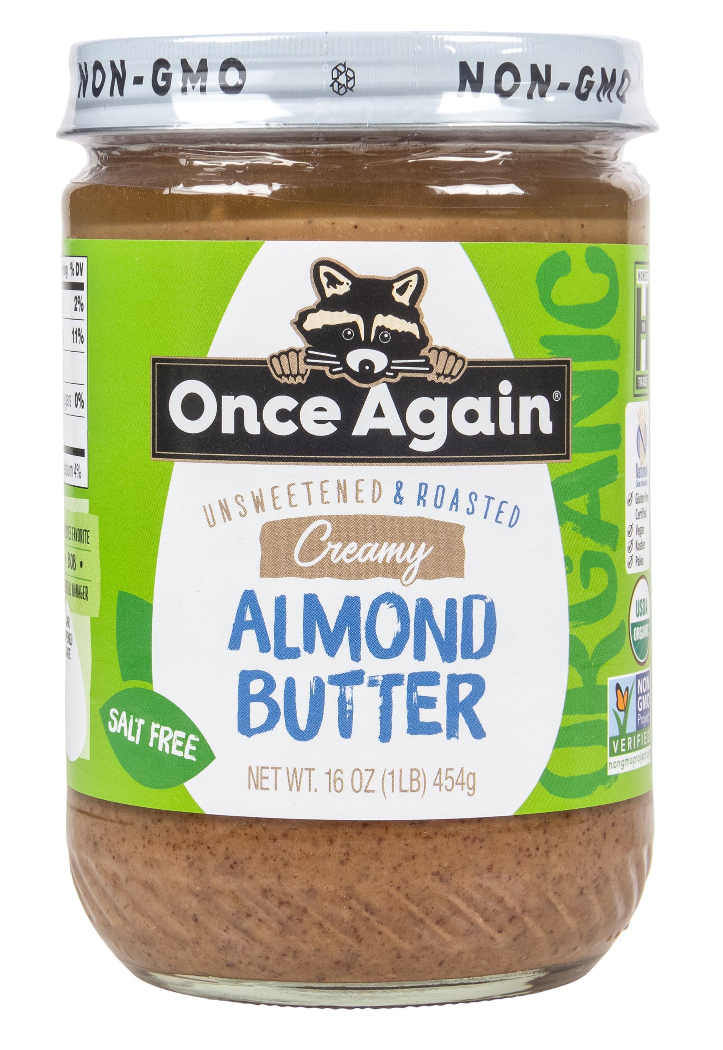 Almond Butter, Unsweetened & Roasted, Creamy, Salt Free Organic