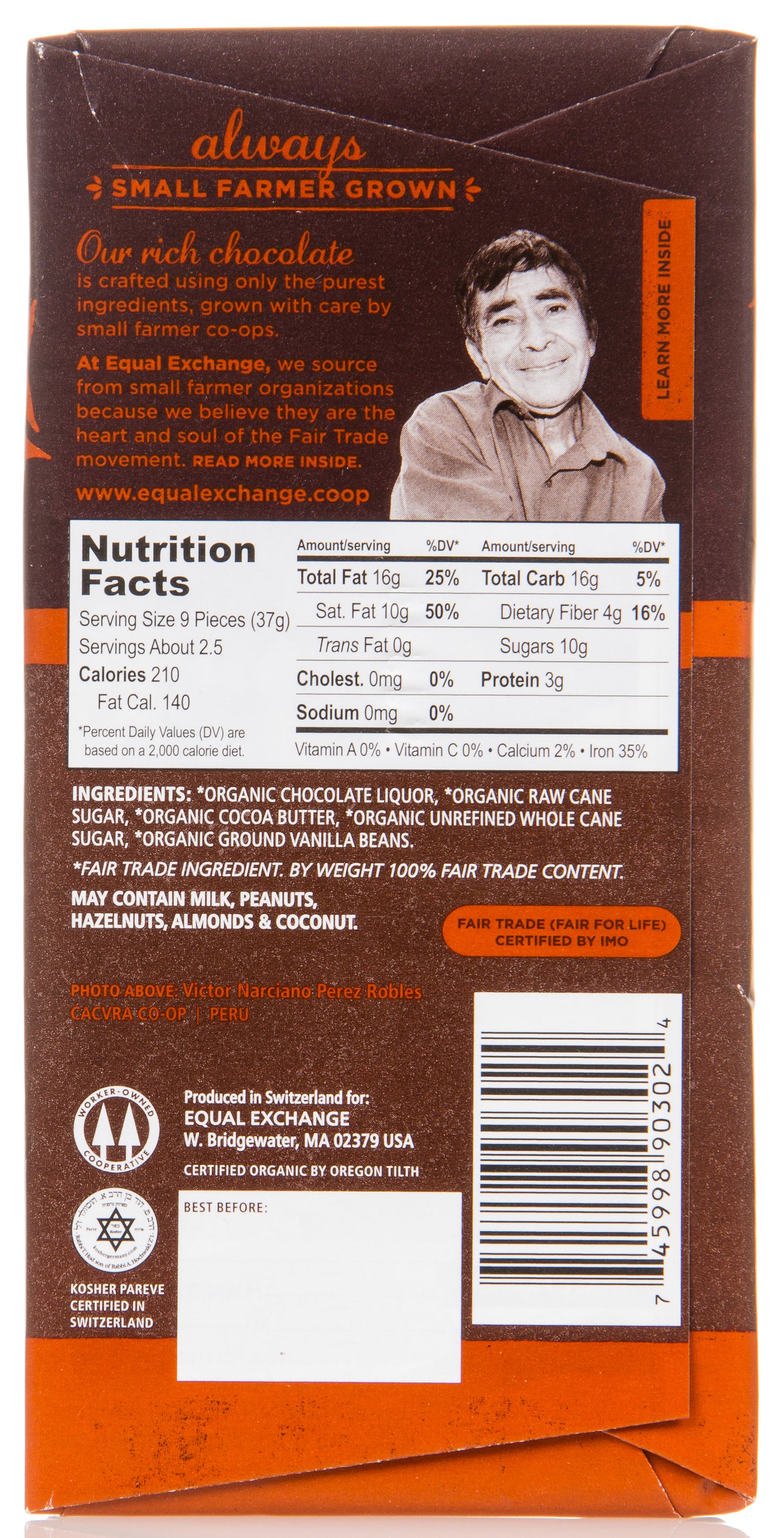 *Chocolate Bar, Very Dark, 71%, Organic