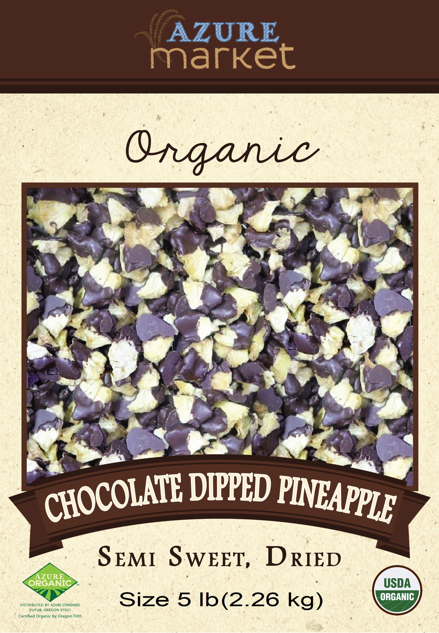 Semi Sweet Chocolate Dipped Dried Pineapple, Organic