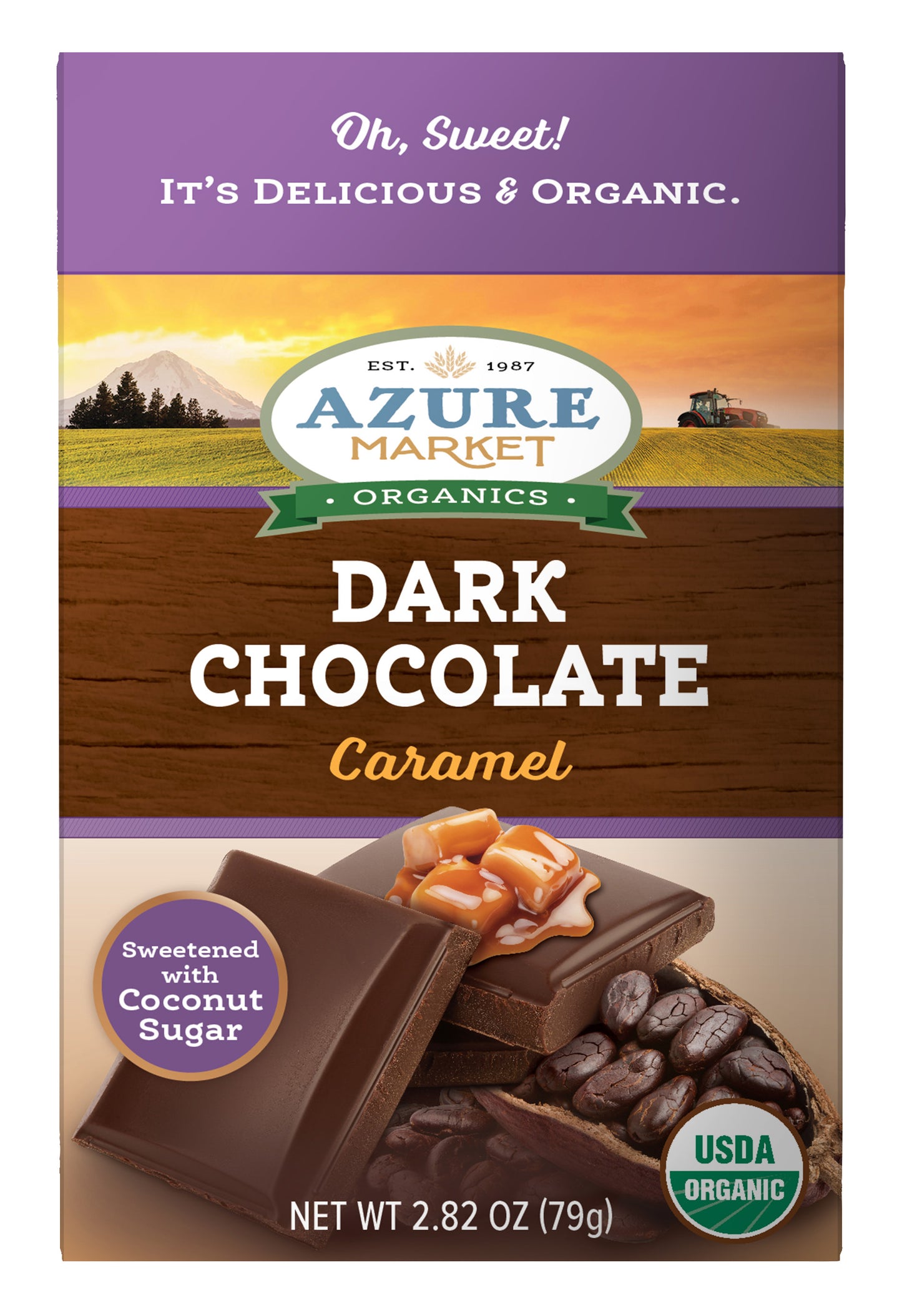 Dark Chocolate Bar Caramel 55%, Sweetened With Coconut Sugar, Organic