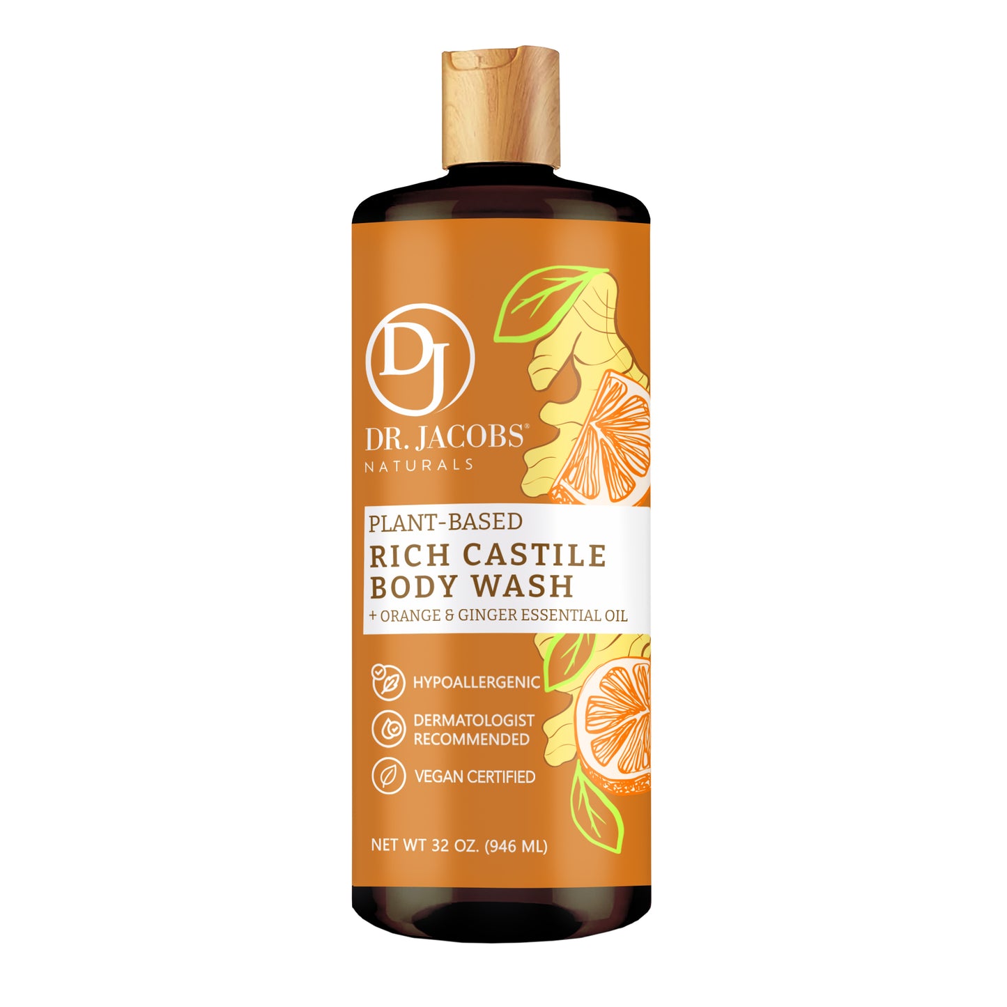 Castile Body Wash, Plant-Based, Orange & Ginger