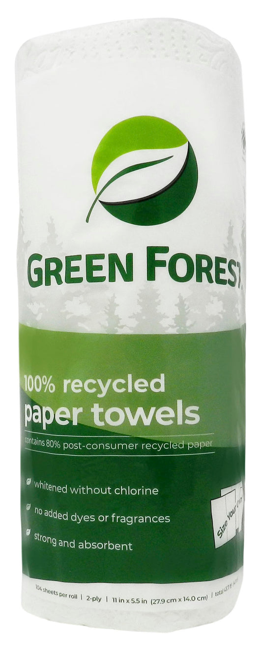 Paper Towel, 2-Ply, White, (1 Roll/Pack), Recycled