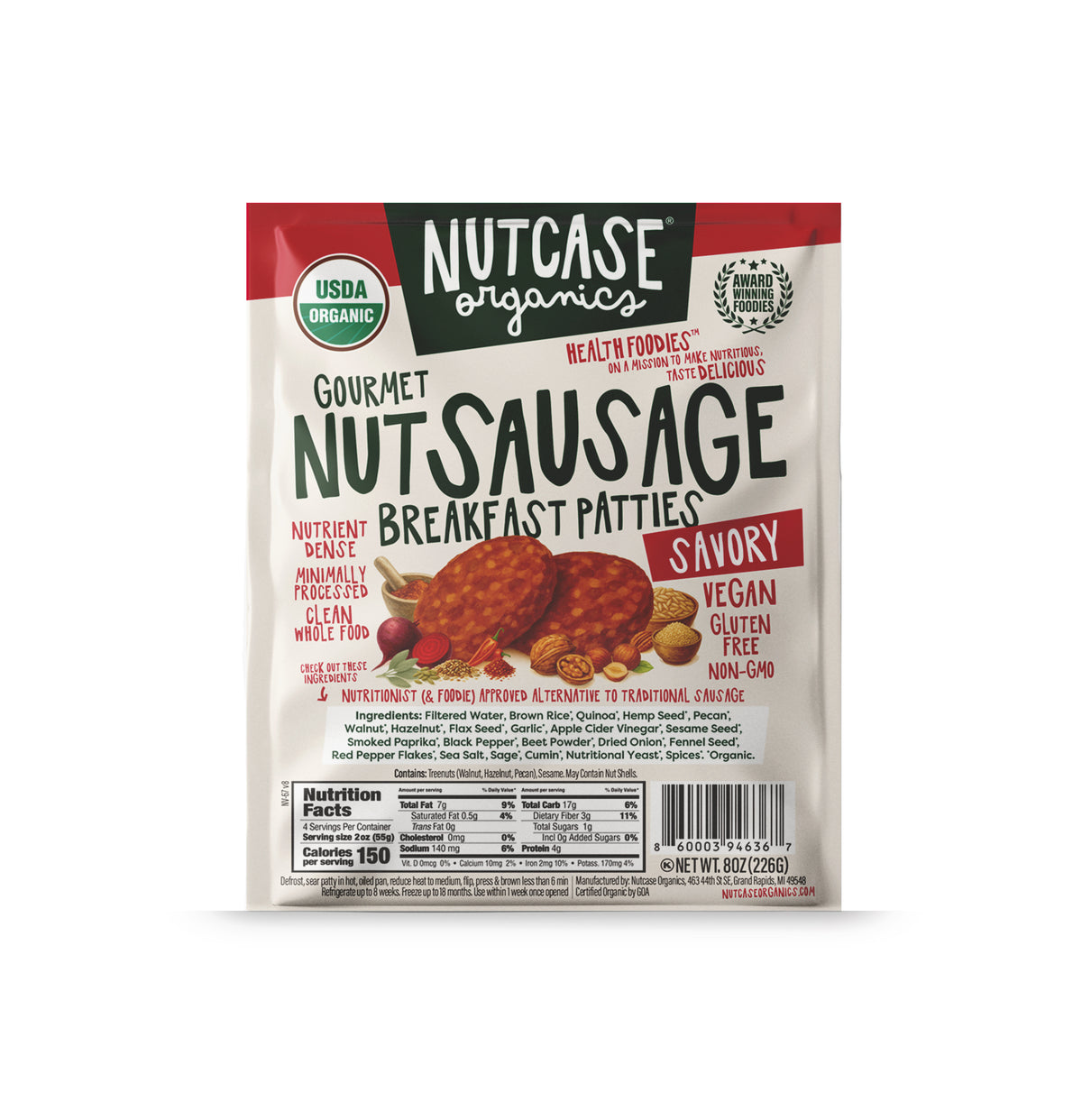 Breakfast Sausage, Savory Patties, Frozen, Organic