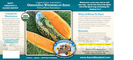 OrangeGlo Watermelon Seed, Organic