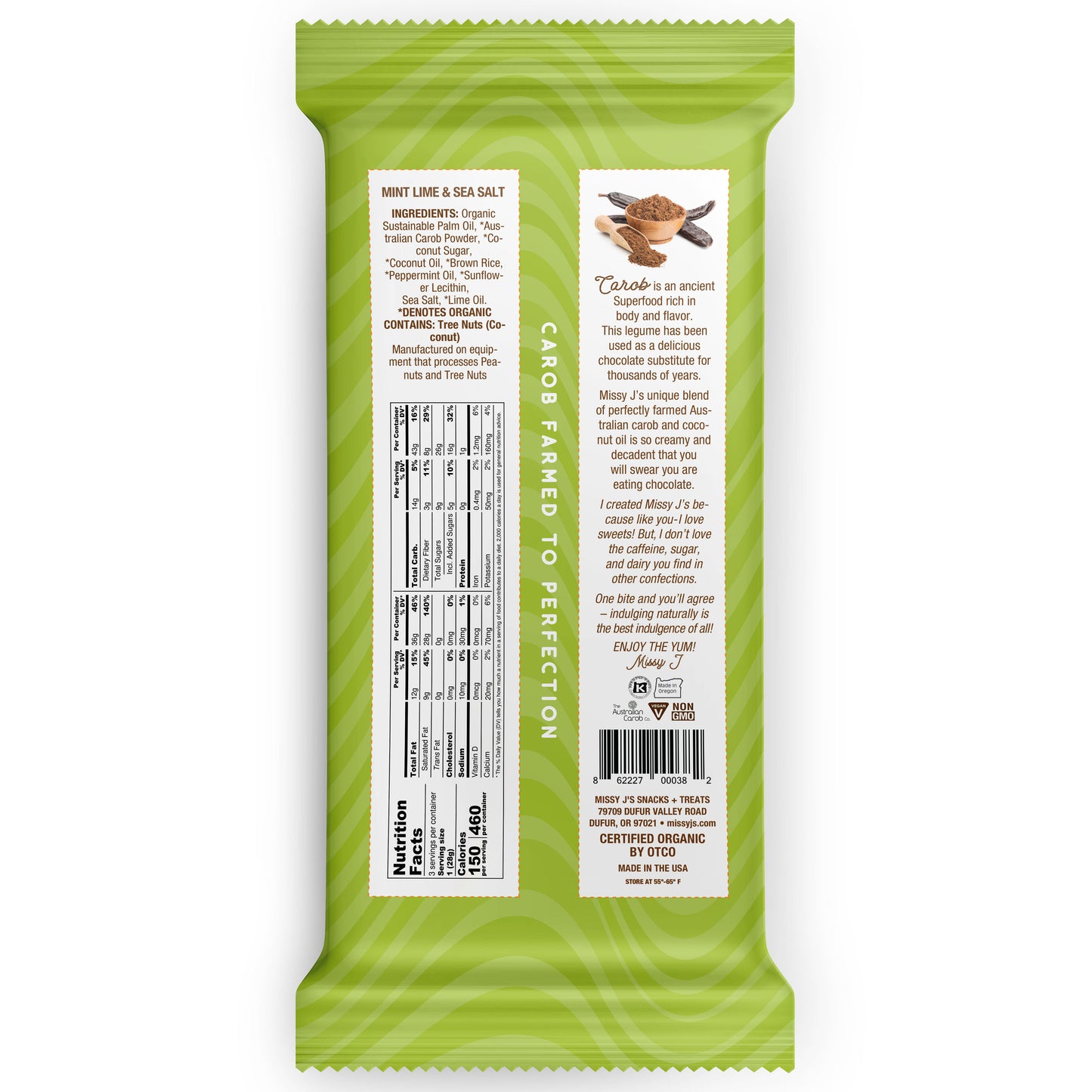 Carob Candy Bar, Mint Lime Sea Salt, Organic