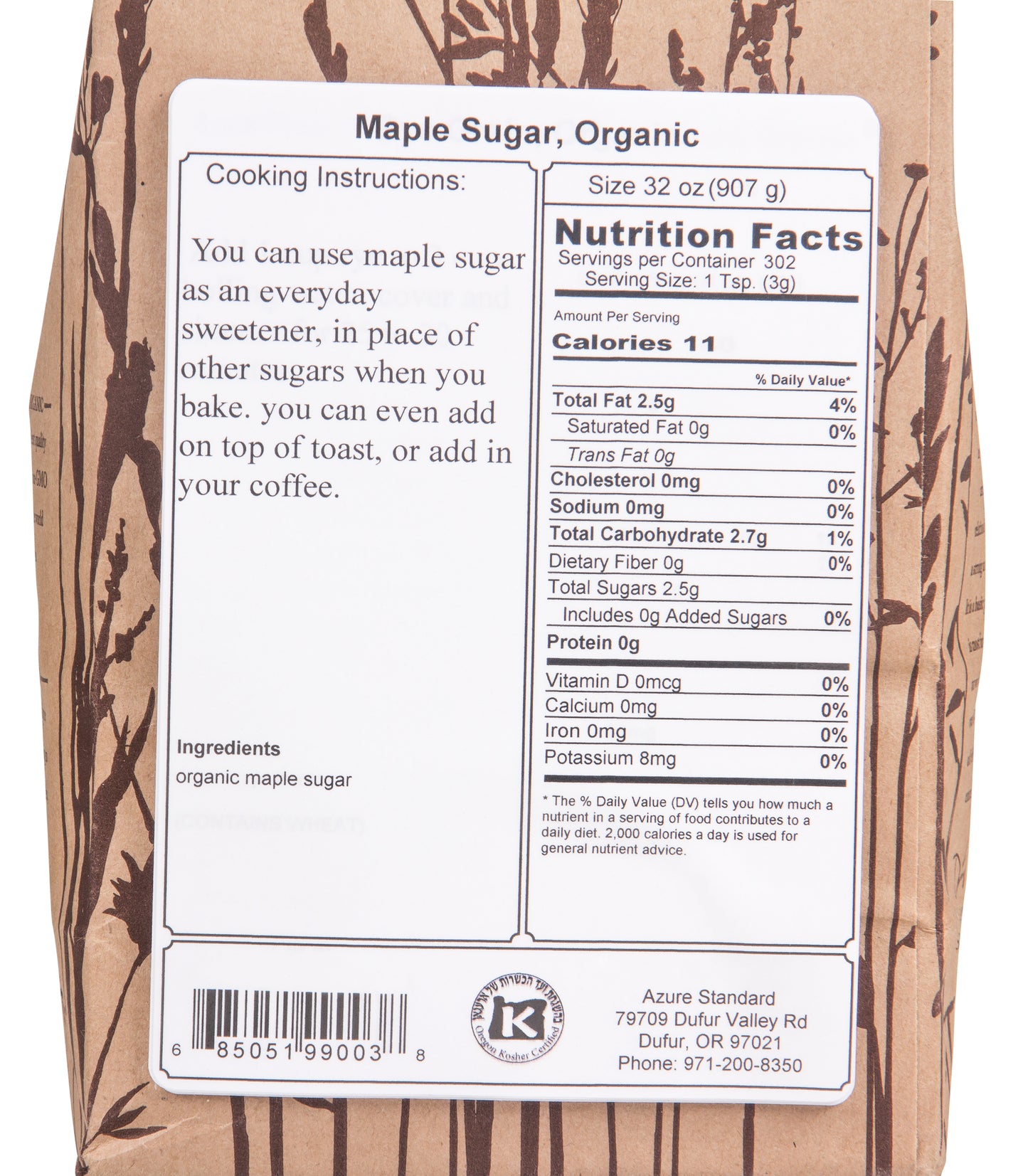 Maple Sugar, Organic
