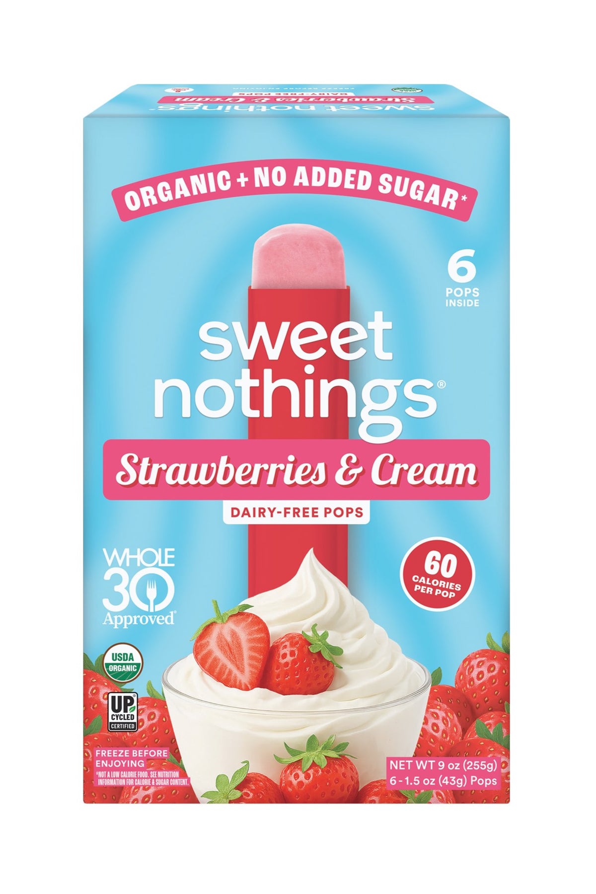 Fruit Pops, Dairy Free, Strawberries & Cream, Organic