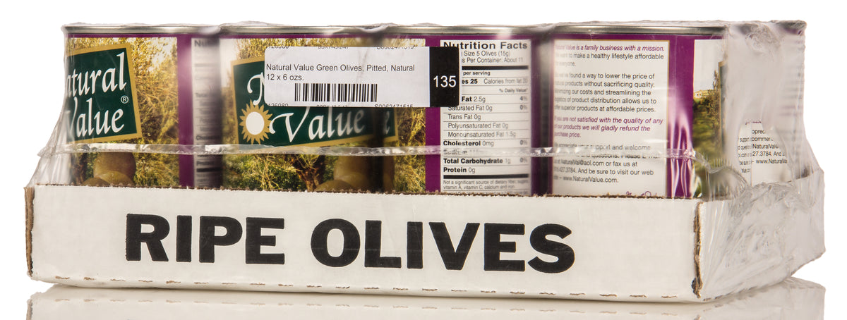 Green Olives, Pitted, Natural