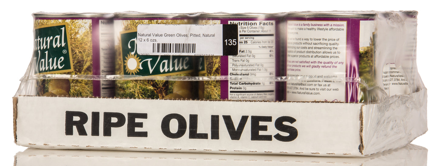 Green Olives, Pitted, Natural