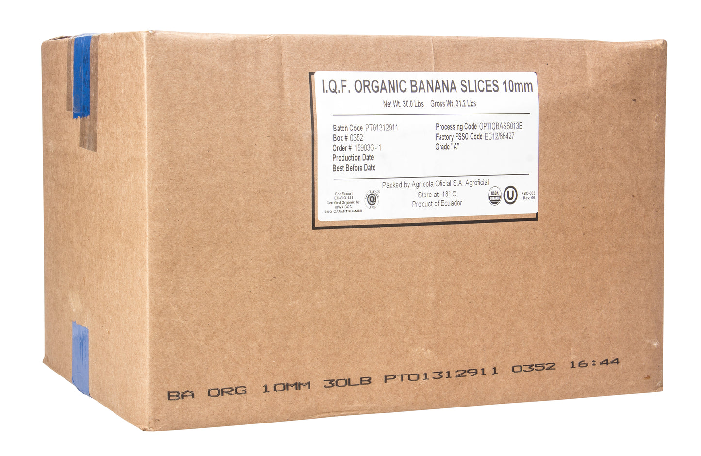 Banana, Sliced, Frozen, Organic