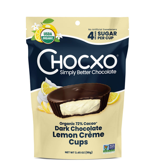 Dark Chocolate Cups, Lemon Creme, Organic