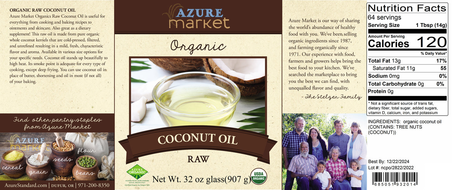Coconut Oil, Raw, Organic