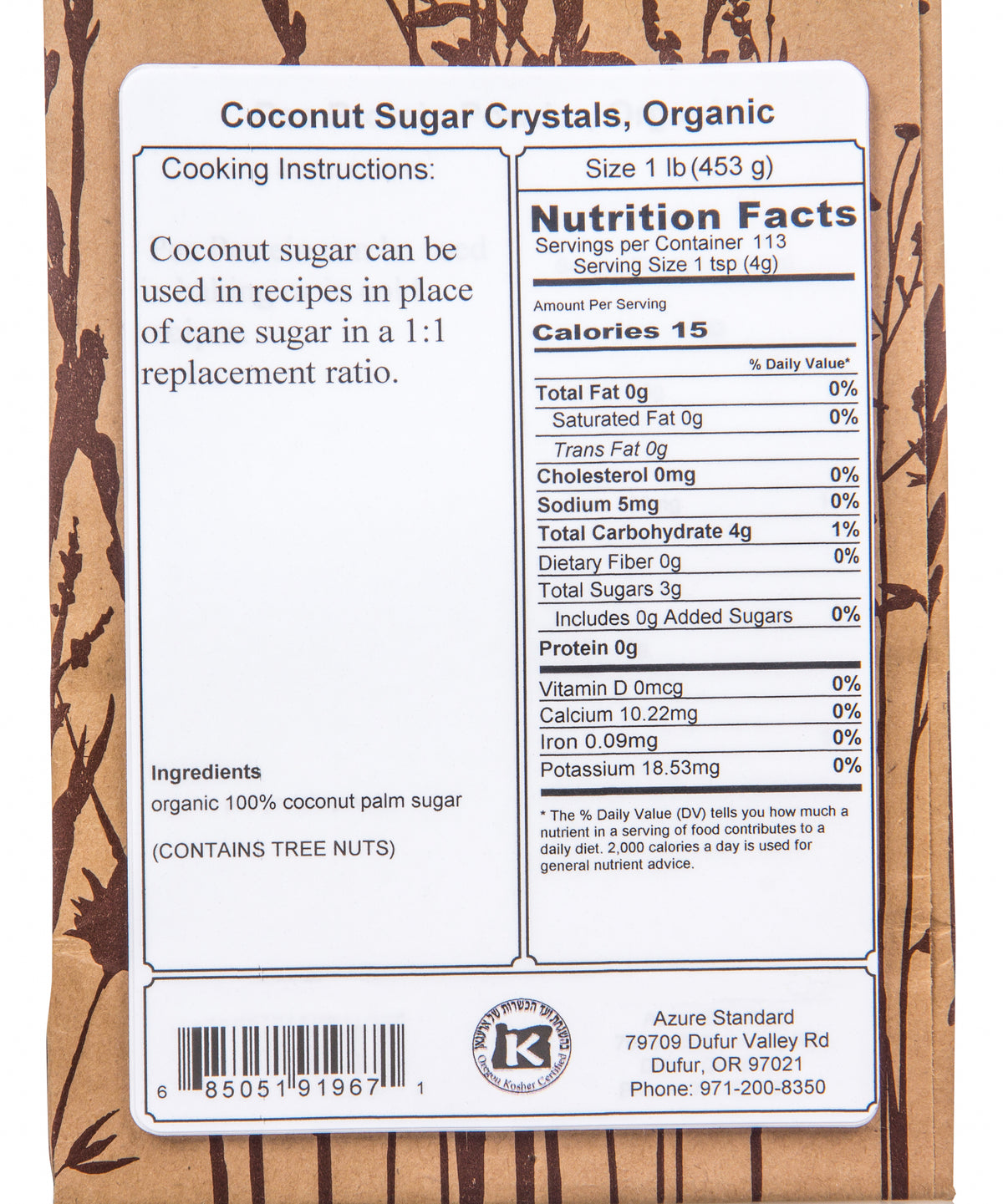 Coconut Sugar Crystals, Organic