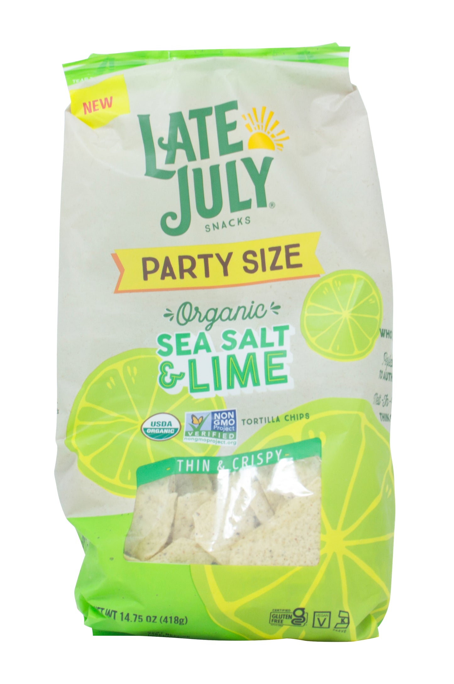 Tortilla Chips, Restaurant Style, Sea Salt & Lime, Party Size, Organic