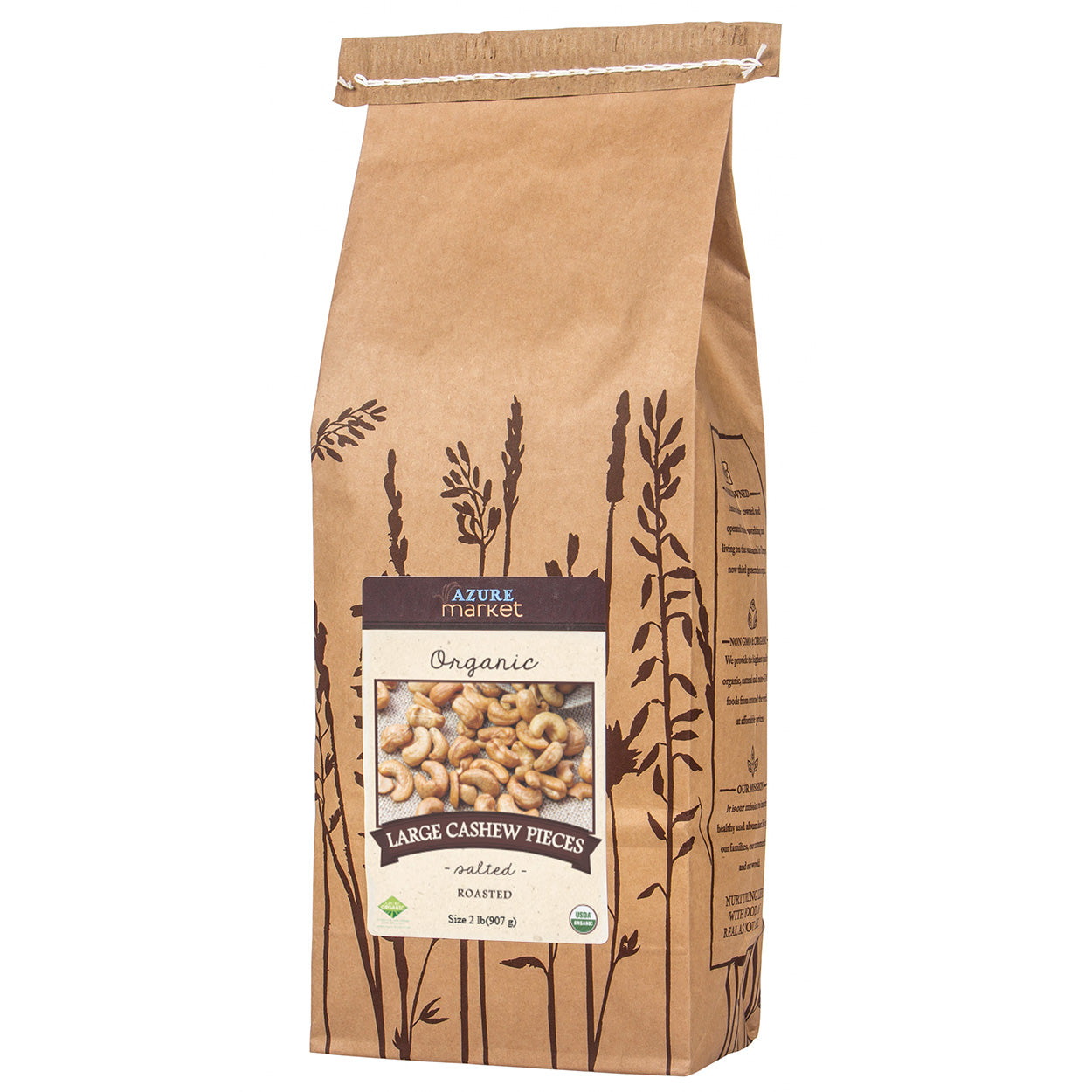 Cashews, Roasted, Large White Pieces, Salted, Organic