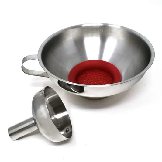 Funnel, Wide Mouth, Stainless Steel, with removable Spout Strainer