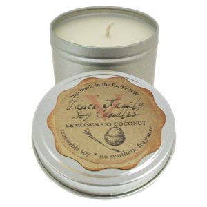 Soy Candle, Lemongrass Coconut, in Tin, Non-GMO