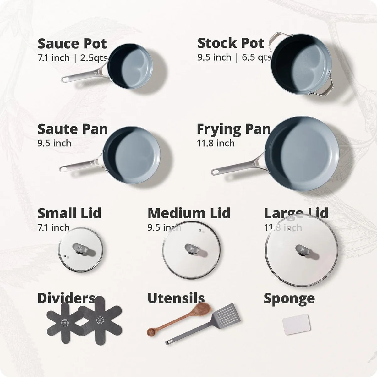 Cookware Set, 10 Piece, Birch White