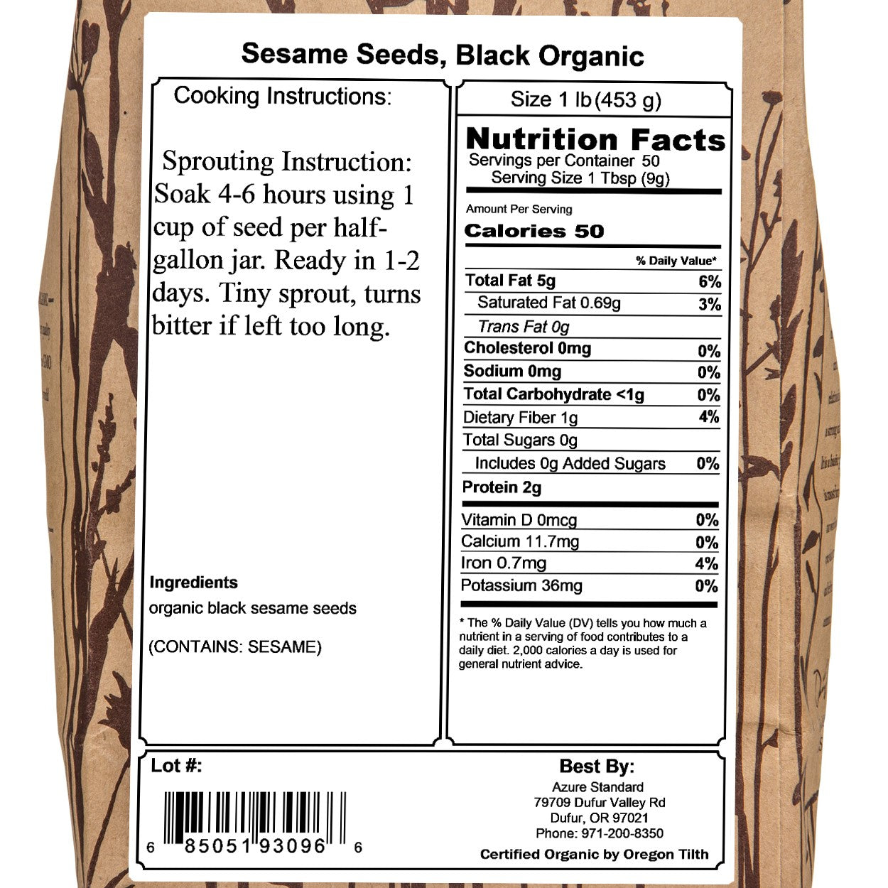 Sesame Seeds, Black, Organic