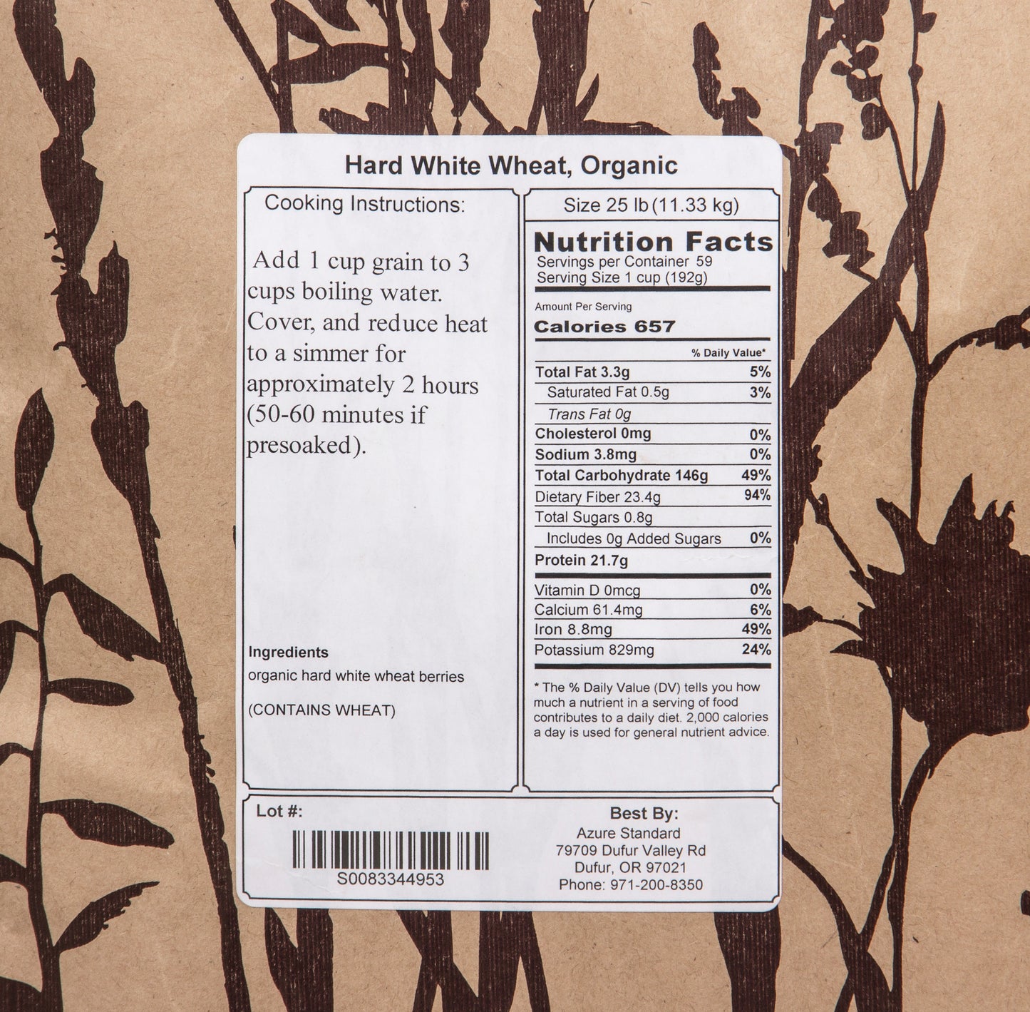 Hard White Wheat, Organic