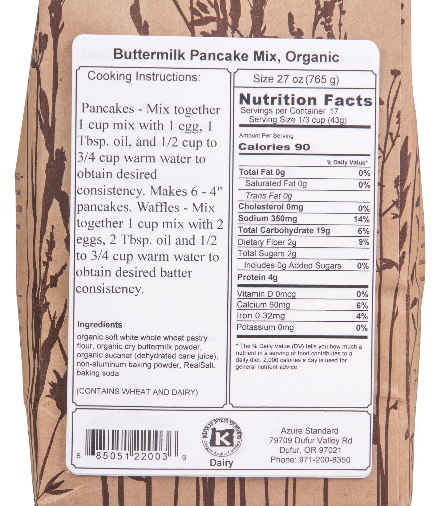 Buttermilk Pancake Mix, Organic