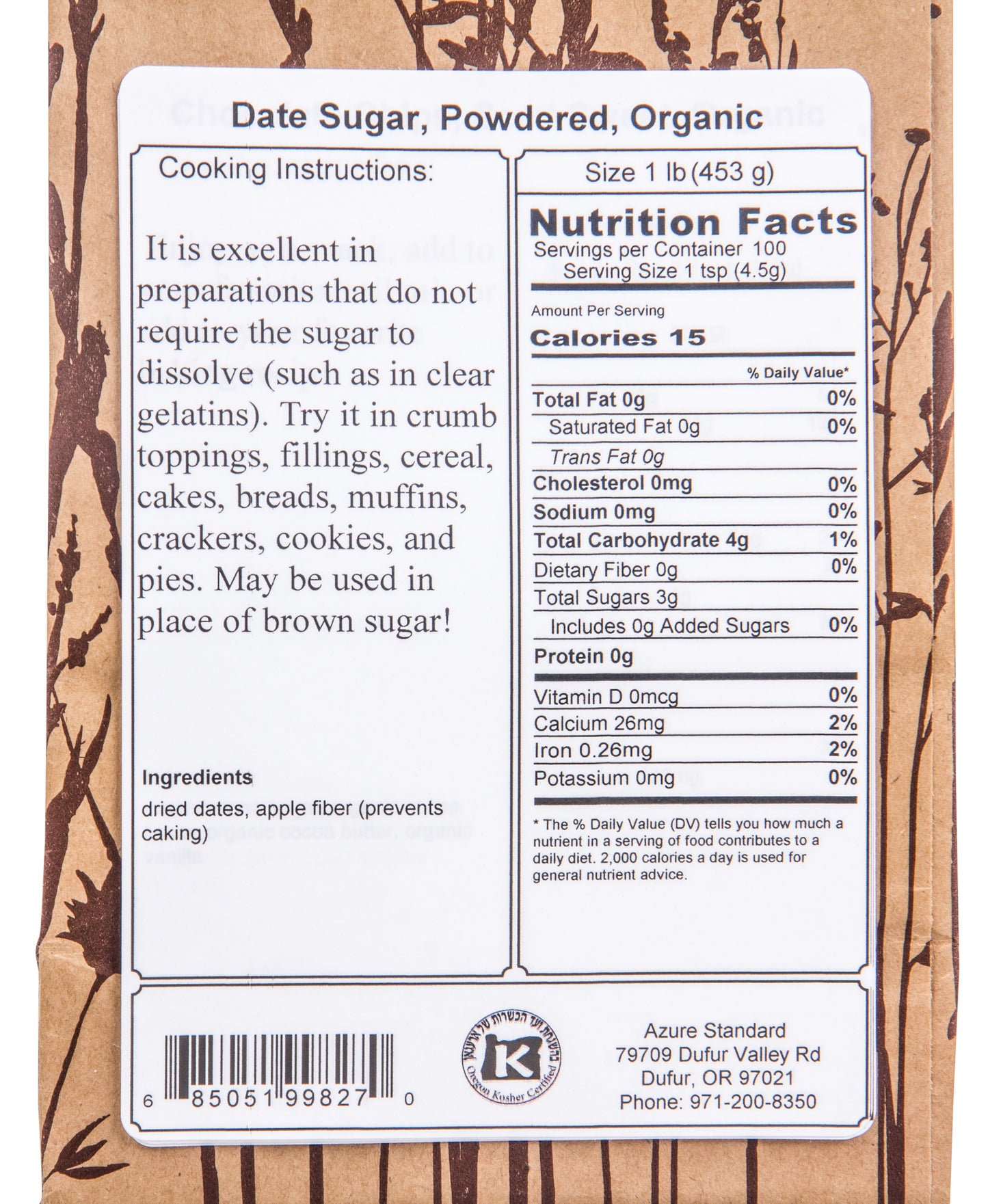Date Sugar, Powdered, Organic
