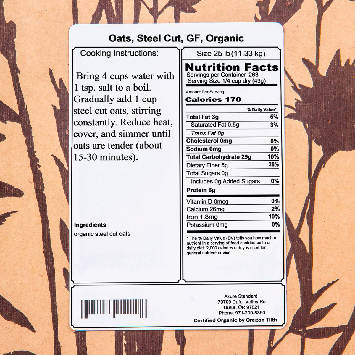 Oats, Steel Cut, GF, Organic