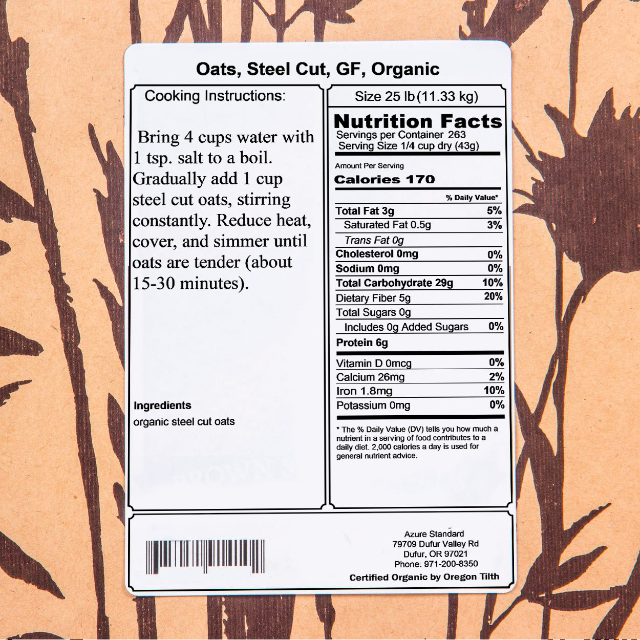 Oats, Steel Cut, GF, Organic
