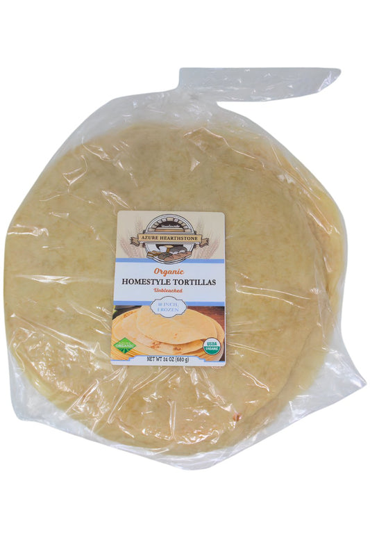 Homestyle Tortillas 10 inch Unbleached White Flour, Organic, Frozen