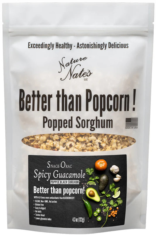 Popped Black Sorghum, Spicy Guacamole